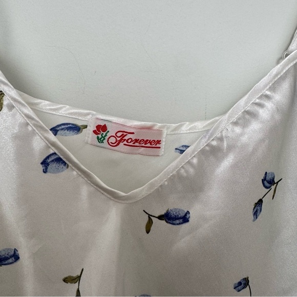 Vintage White and blue Floral slip dress XS/S coquette cottage Fairycore - Picture 6 of 6